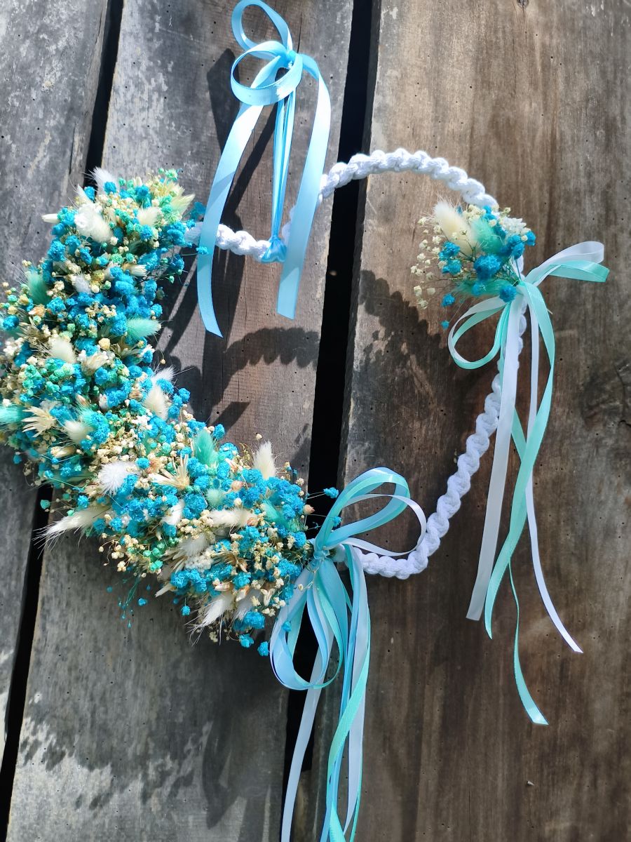 Makramowa zawieszka w kształcie serca " Serce oceanu" - DeasyArt – rękodzieło Boho, lampiony & dekoracje handmade
