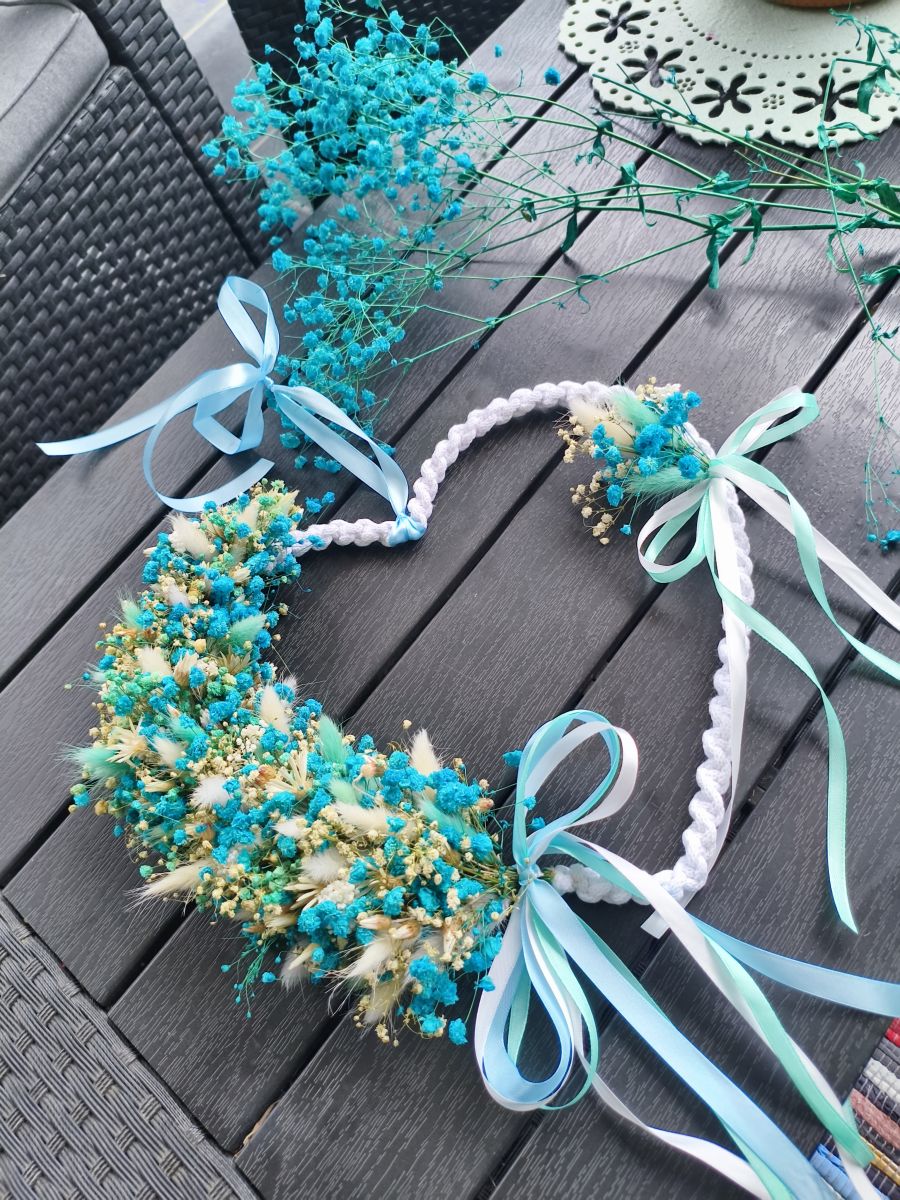 Makramowa zawieszka w kształcie serca " Serce oceanu" - DeasyArt – rękodzieło Boho, lampiony & dekoracje handmade