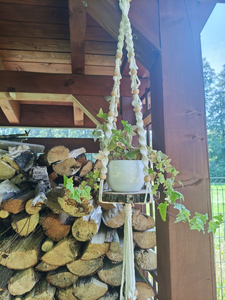 Boho natura  - kwietnik makramowy w stylu Boho - DeasyArt – rękodzieło Boho, lampiony & dekoracje handmade