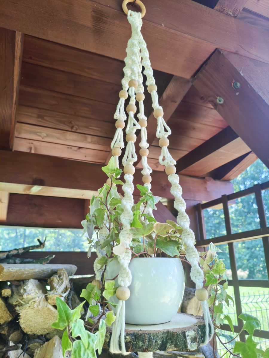 Boho natura  - kwietnik makramowy w stylu Boho - DeasyArt – rękodzieło Boho, lampiony & dekoracje handmade