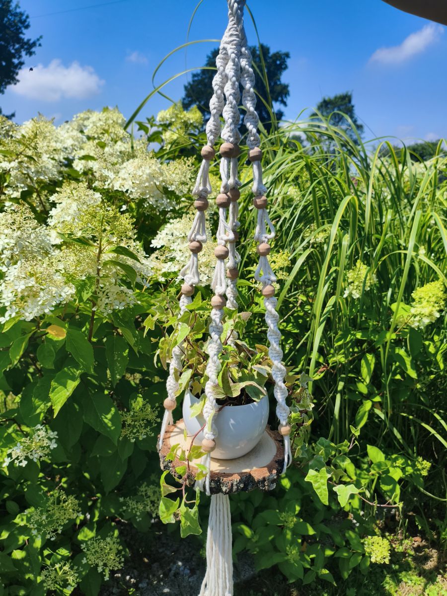 Boho natura  - kwietnik makramowy w stylu Boho - DeasyArt – rękodzieło Boho, lampiony & dekoracje handmade