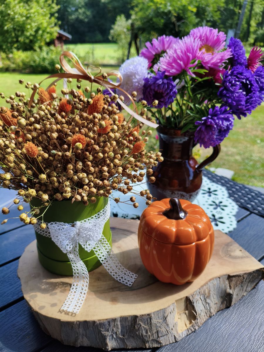 Lniane Lato – naturalna kompozycja z suszonych kwiatów | Handmade | Gotowy prezent - DeasyArt – rękodzieło Boho, lampiony & dekoracje handmade