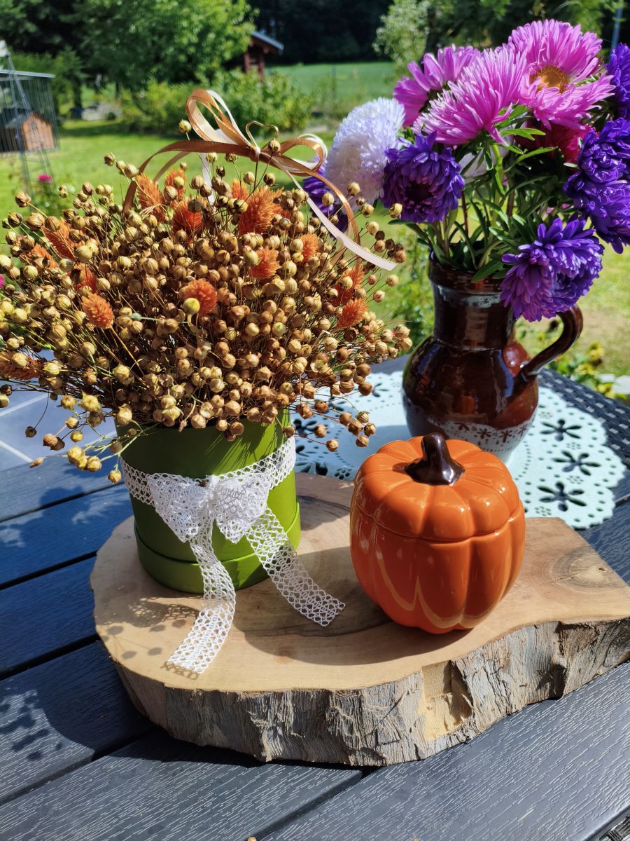 Lniane Lato – naturalna kompozycja z suszonych kwiatów | Handmade | Gotowy prezent - DeasyArt – rękodzieło Boho, lampiony & dekoracje handmade