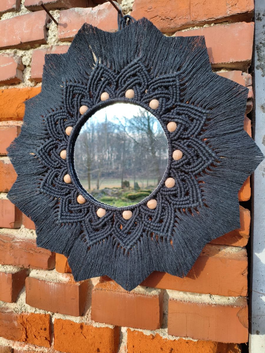 Lustro z mandalą NOCNE ZWIERCIADŁO  - DeasyArt – rękodzieło Boho, lampiony & dekoracje handmade