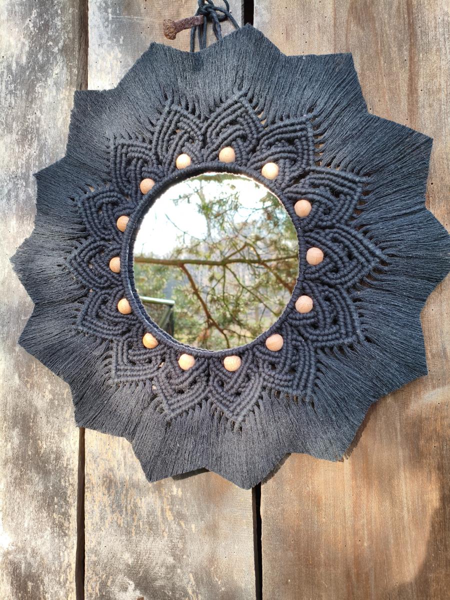 Lustro z mandalą NOCNE ZWIERCIADŁO  - DeasyArt – rękodzieło Boho, lampiony & dekoracje handmade