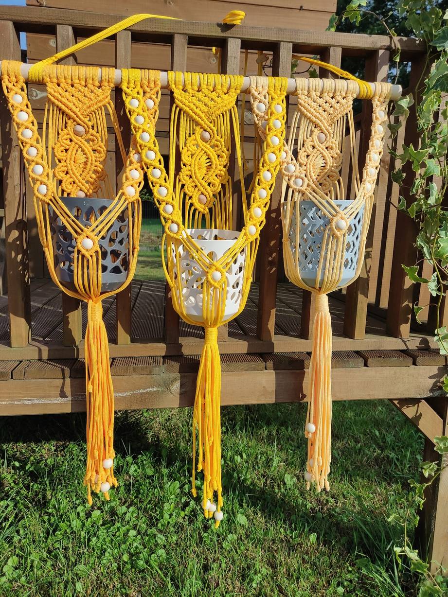Kwietnik naścienny SŁONECZNY OGRÓD BOHO - DeasyArt – rękodzieło Boho, lampiony & dekoracje handmade