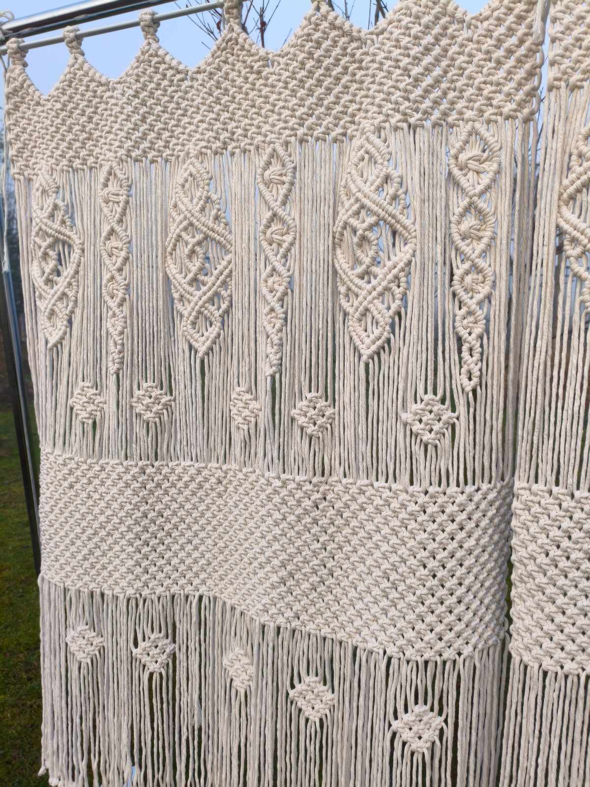 Makramowa zazdrostka do okna w stylu Boho 70 cm x 110 cm - DeasyArt – rękodzieło Boho, lampiony & dekoracje handmade