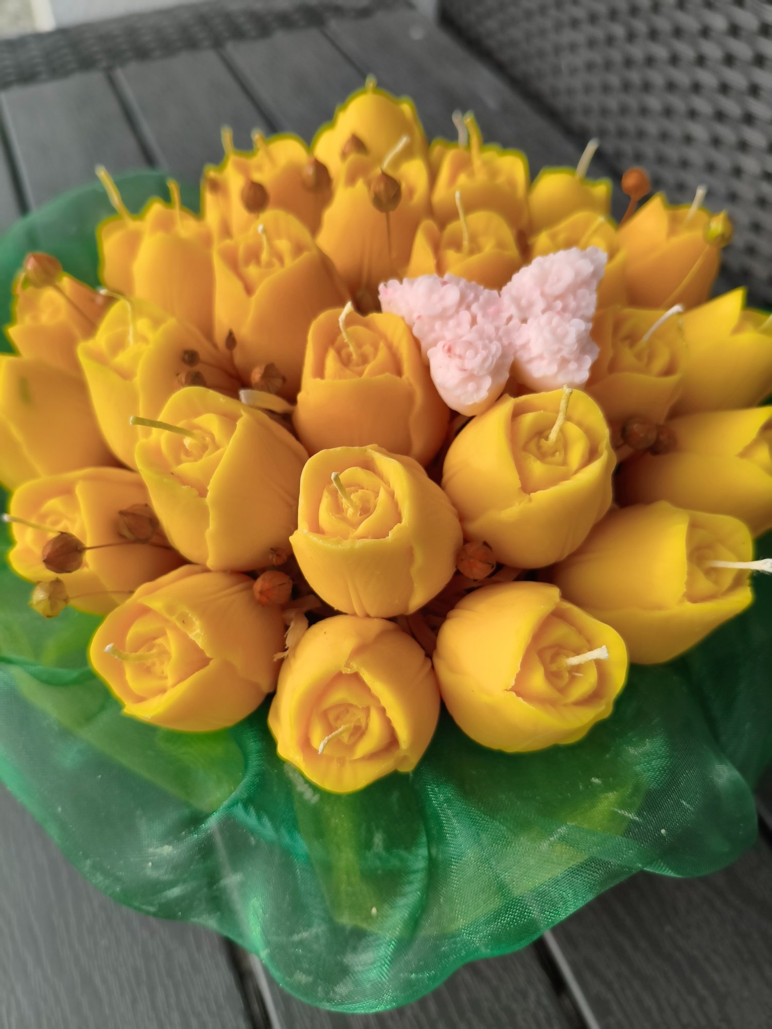 Box tulipanów z naturalnych świec sojowych z aromatem - DeasyArt – rękodzieło Boho, lampiony & dekoracje handmade