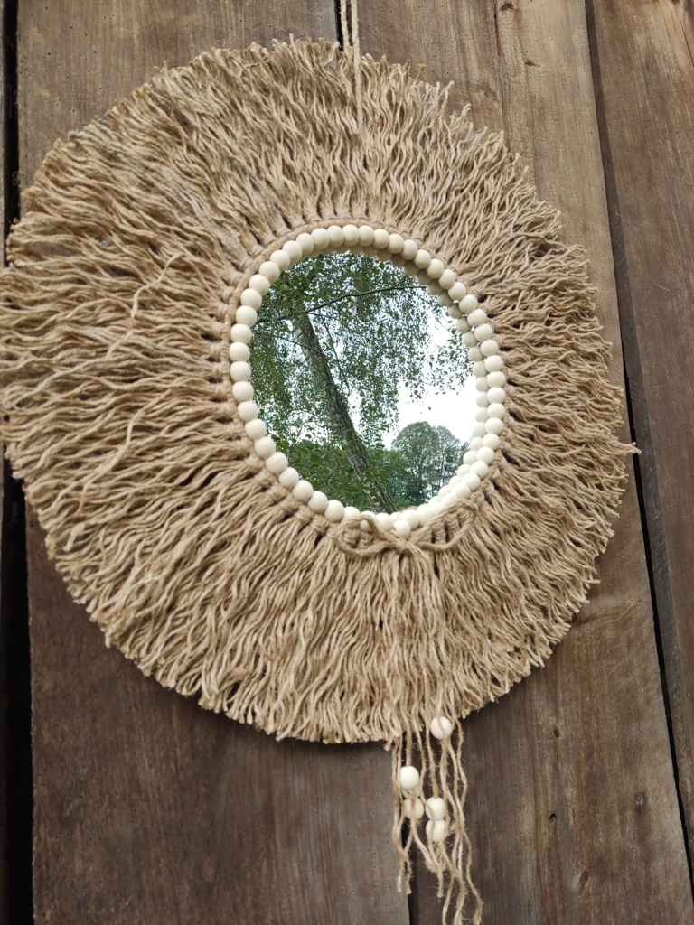 Lustro z liny SŁONECZNY HORYZONT  - DeasyArt – rękodzieło Boho, lampiony & dekoracje handmade