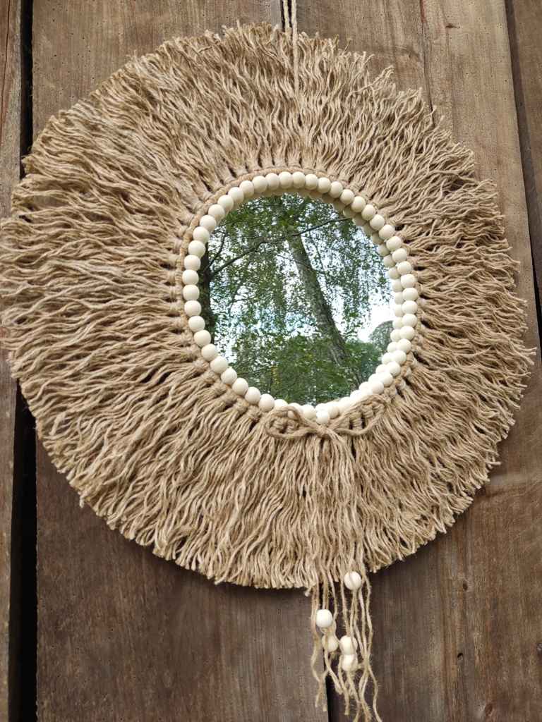 Lustro z liny SŁONECZNY HORYZONT  - DeasyArt – rękodzieło Boho, lampiony & dekoracje handmade