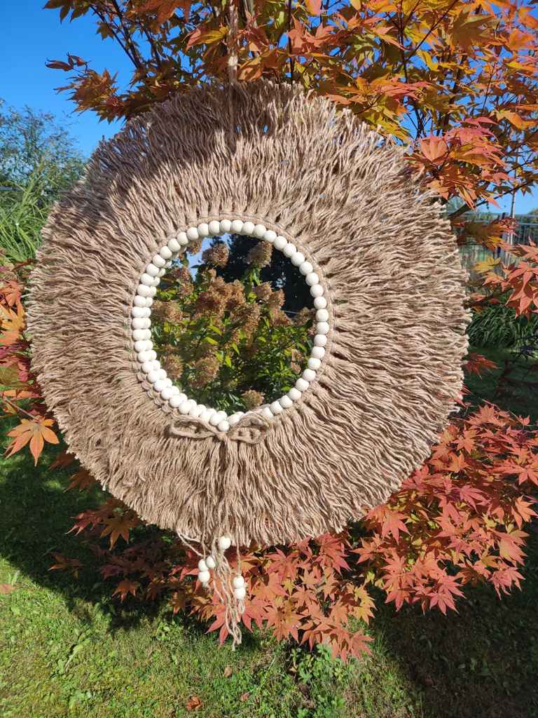 Lustro z liny SŁONECZNY HORYZONT  - DeasyArt – rękodzieło Boho, lampiony & dekoracje handmade