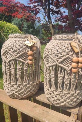 Lampion Boho CAPPUCCINO  - DeasyArt – rękodzieło Boho, lampiony & dekoracje handmade