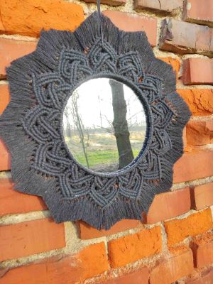 Lustro z mandalą CZARNA MGŁA  - DeasyArt – rękodzieło Boho, lampiony & dekoracje handmade