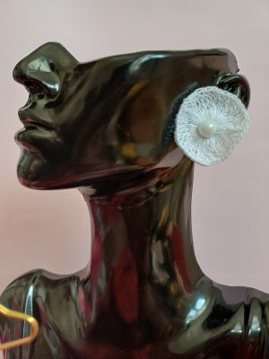 Koronkowe kolczyki - PERŁOWA SONATA - DeasyArt – rękodzieło Boho, lampiony & dekoracje handmade