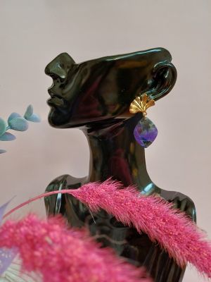 Kolczyki z glinki polimerowej termoutwardzalnej FIOLETOWA AURORA - DeasyArt – rękodzieło Boho, lampiony & dekoracje handmade
