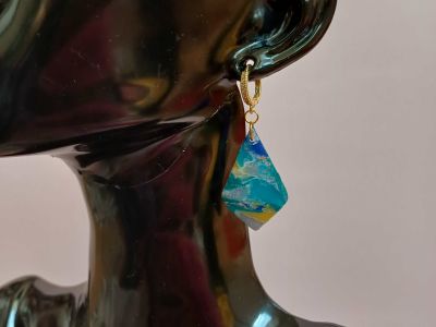 Kolczyki z glinki polimerowej termoutwardzalnej TURKUSOWA LAGUNA - DeasyArt – rękodzieło Boho, lampiony & dekoracje handmade