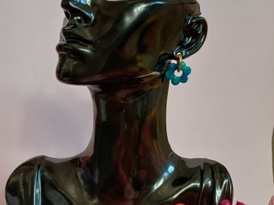 Kolczyki z glinki polimerowej termoutwardzalnej SZMARAGDOWA AURA - DeasyArt – rękodzieło Boho, lampiony & dekoracje handmade