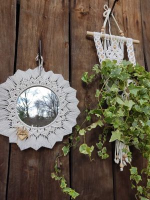 Zestaw Boho LUSTRZANA AURA BOHO  - DeasyArt – rękodzieło Boho, lampiony & dekoracje handmade