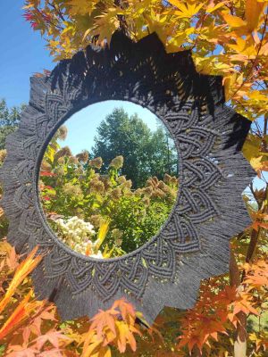 Lustro z mandalą CZARNE SŁOŃE BOHO  - DeasyArt – rękodzieło Boho, lampiony & dekoracje handmade