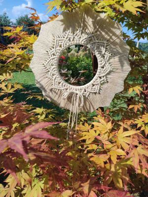 Lustro z mandalą CAPPUCCINO  - DeasyArt – rękodzieło Boho, lampiony & dekoracje handmade