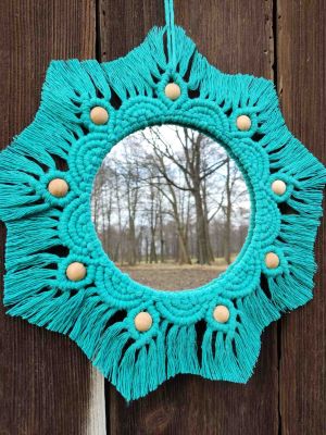 Lustro z mandalą MORSKI SZEPT  - DeasyArt – rękodzieło Boho, lampiony & dekoracje handmade