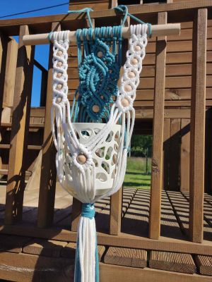 Kwietnik naścienny BLUE  - DeasyArt – rękodzieło Boho, lampiony & dekoracje handmade