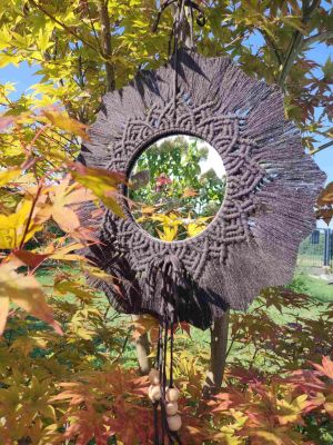 Lustro z mandalą CZEKOLADA  - DeasyArt – rękodzieło Boho, lampiony & dekoracje handmade