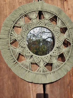 Lustro z mandalą EUKALIPTUS  - DeasyArt – rękodzieło Boho, lampiony & dekoracje handmade