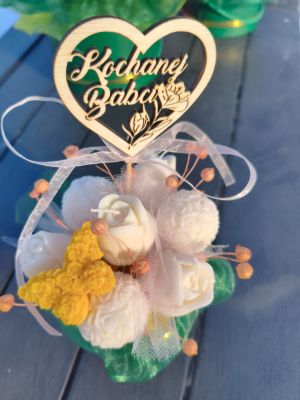 Box z naturalnych świec sojowych białe tulipany na Dzień Babci - DeasyArt – rękodzieło Boho, lampiony & dekoracje handmade