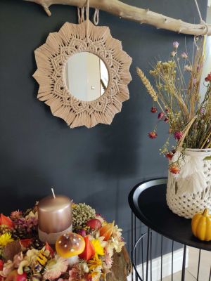 Lustro z mandalą PUSTYNNY BLASK - DeasyArt – rękodzieło Boho, lampiony & dekoracje handmade