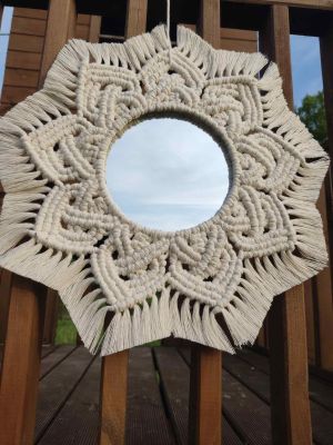 Lustro z mandalą RROMIEŃ PORANKA  - DeasyArt – rękodzieło Boho, lampiony & dekoracje handmade