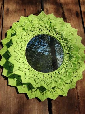 Lustro z mandalą ZIELONA HARMONIA  - DeasyArt – rękodzieło Boho, lampiony & dekoracje handmade