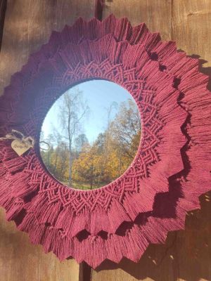 Lustro z mandalą BURGUNDOWA KRÓLOWA  - DeasyArt – rękodzieło Boho, lampiony & dekoracje handmade