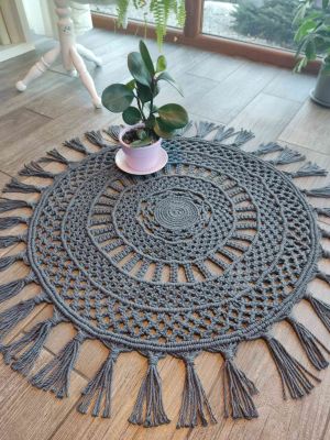 Dywanik makramowy MGIEŁKA PORANKA  - DeasyArt – rękodzieło Boho, lampiony & dekoracje handmade