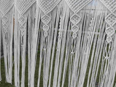 Makramowa firanka w stylu Boho 70 cm x 150 cm - DeasyArt – rękodzieło Boho, lampiony & dekoracje handmade