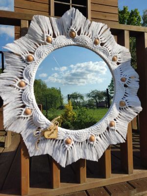 Lustro z mandalą PŁATEK ŚNIEGU  - DeasyArt – rękodzieło Boho, lampiony & dekoracje handmade