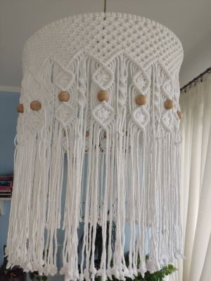 Makramowy abażur BOHO DREAM  - DeasyArt – rękodzieło Boho, lampiony & dekoracje handmade