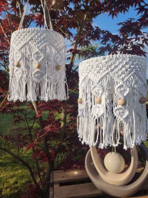 Makramowy abażur BOHO LIGHT  - DeasyArt – rękodzieło Boho, lampiony & dekoracje handmade