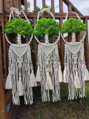 Makramowe drzewko z chrobotkiem LEŚNA HARMONIA SMALL - DeasyArt – rękodzieło Boho, lampiony & dekoracje handmade
