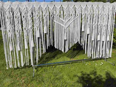 Duża makramowa firanka w stylu Boho 100 cm x 230 cm - DeasyArt – rękodzieło Boho, lampiony & dekoracje handmade