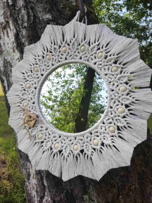 Lustro z mandalą LEŚNA PRZYSTAŃ  - DeasyArt – rękodzieło Boho, lampiony & dekoracje handmade