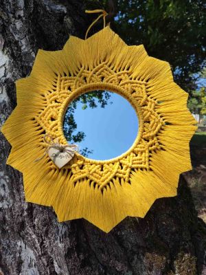 Lustro z mandalą SŁONECZNY SZEPT  - DeasyArt – rękodzieło Boho, lampiony & dekoracje handmade