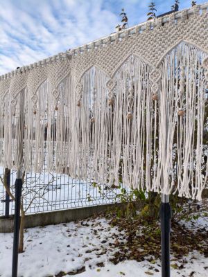 Makramowa zazdrostka do okna w stylu Boho 120 x 50 cm. - DeasyArt – rękodzieło Boho, lampiony & dekoracje handmade