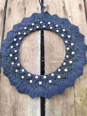 Mandala makramowa CZARNA HARMONIA - DeasyArt – rękodzieło Boho, lampiony & dekoracje handmade