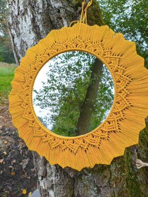 Lustro z mandalą SŁONECZNY DOTYK BOHO  - DeasyArt – rękodzieło Boho, lampiony & dekoracje handmade