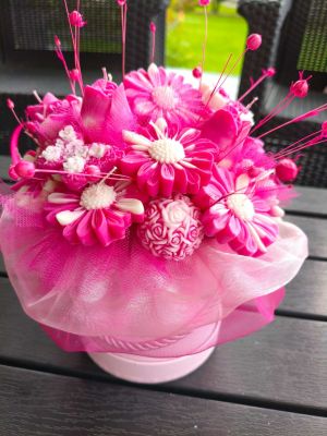 Candle Flower box XL RÓŻOWE STOKROTKI  - DeasyArt – rękodzieło Boho, lampiony & dekoracje handmade