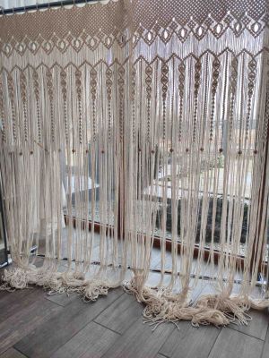 Makramowa dekoracyjna firanka do okna w stylu Boho - DeasyArt – rękodzieło Boho, lampiony & dekoracje handmade