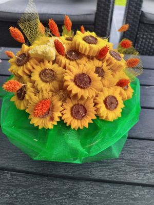 Candle flower box XL słoneczniki wykonany z naturalnych świec sojowych z aromatem - DeasyArt – rękodzieło Boho, lampiony & dekoracje handmade