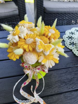 Candle flower box L stokrotki wykonany z naturalnych świec sojowych z aromatem - DeasyArt – rękodzieło Boho, lampiony & dekoracje handmade