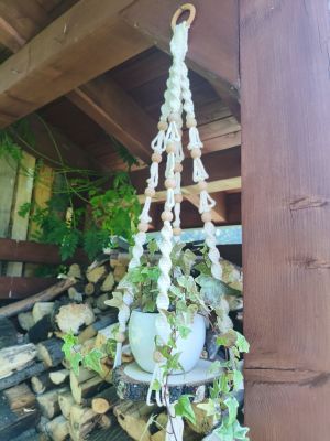 Boho natura  - kwietnik makramowy w stylu Boho - DeasyArt – rękodzieło Boho, lampiony & dekoracje handmade